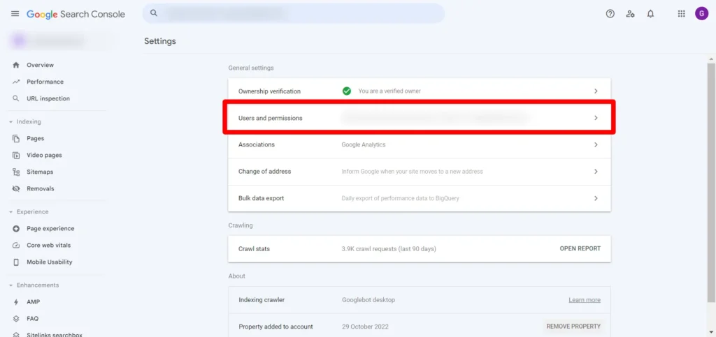 click users and permission and add the user you want to add in google search console