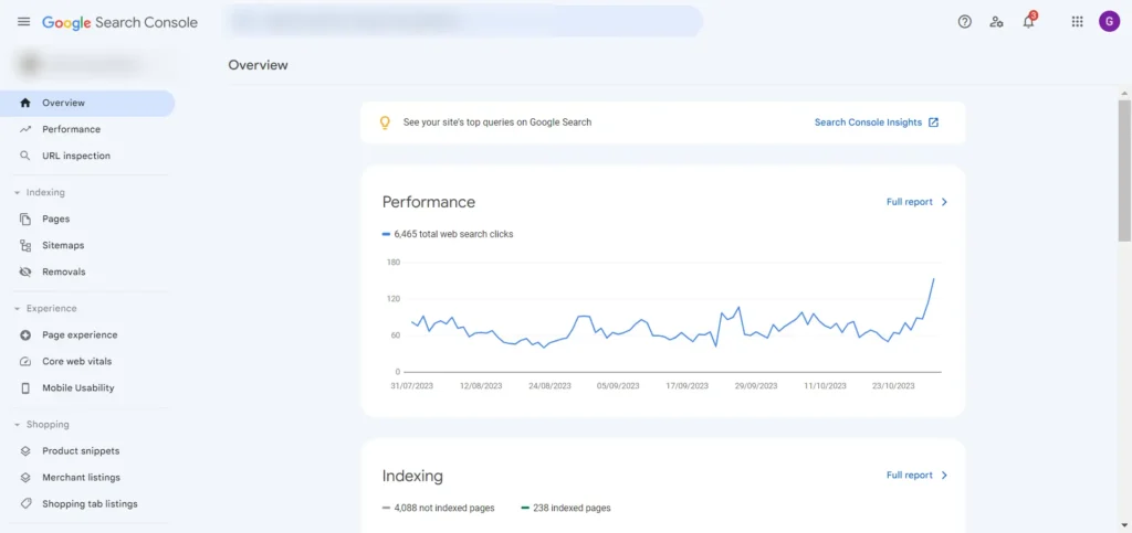 sign in to your google search console account and select the property