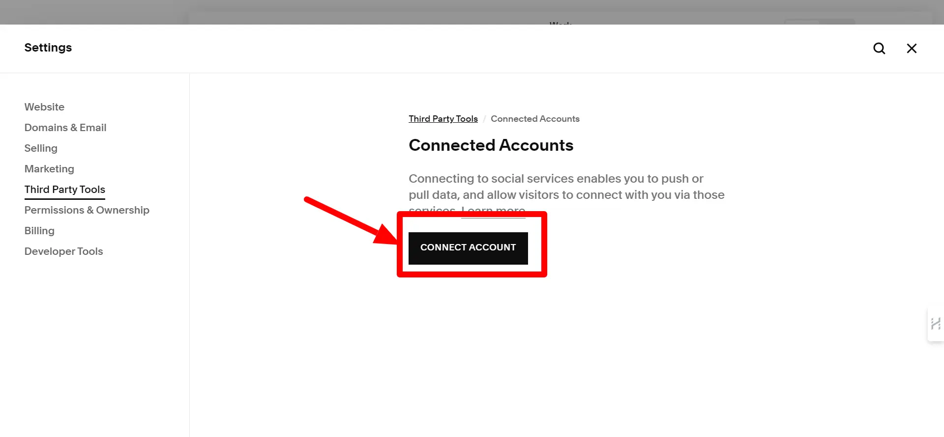 Click on the connect account button