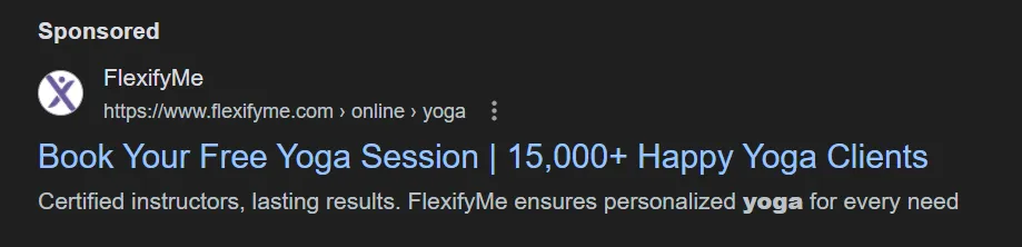 Google Ads Example from Top Online Coaches & Course Creators - flexifyme