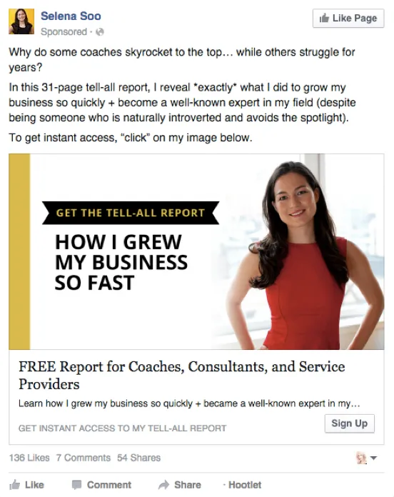 business coach facebook ads