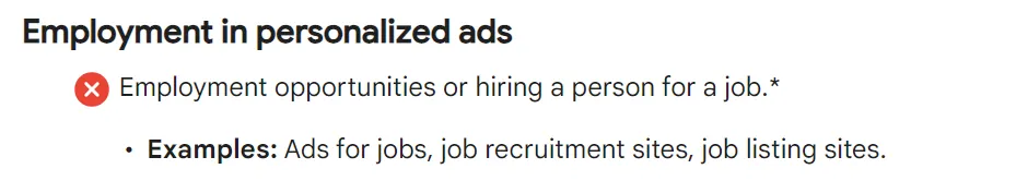 employment google ads restricted in usa and canada